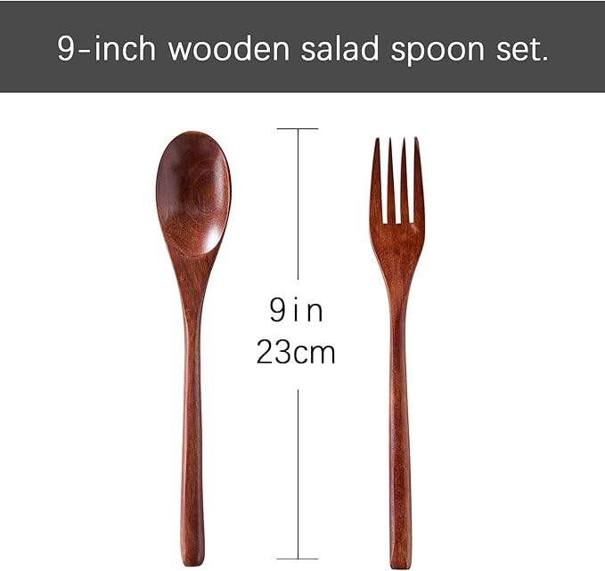 LiTY Large Glass Salad Bowl Set with Acacia Wood Base and Salad Serving Utensils, Salad Servers for Party, Fruits, Popcorn, Chips, Pasta, Kitchen Must-Have