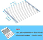 Seropy Roll Up Dish Drying Rack, Over The Sink Dish Drying Rack Kitchen Rolling Dish Drainer, Foldable Sink Rack Mat Stainless Steel Wire Dish Drying Rack for Kitchen Sink Counter Storage 17.5x11.8