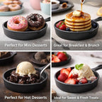 HAWOK Cast Iron Mini Skillet, Round Pan, Mini Server, DIA 5.3inch, 12 Pcs, Black