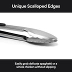 Misen Kitchen Tongs - Dishwasher Safe, Heavy Duty - Precision Stainless Steel Grilling Tool - Heat Resistant - Perfect for Serving and Air Frying - 13 Inch | Black