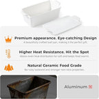 Ceramic Loaf Pan with Lid - 1.58 Qt Deep Bread Pan (10.94" x 5.23"), 2-in-1 Baking Dish for Homemade Bread Banana Bread Meatloaf, Oven Safe to 500°F, Dishwasher Freezer Safe, White