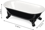 6.5" Ceramic Mini Decorative Clawfoot Bathtub Bar Soap Dish, Kitchen Sponge Holder and Shower Tray for Bathroom, 1 Pack(Black)