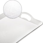 Cedilis 3 Pack Serving Trays with Handles, 16 x 11IN Food Serving Tray, Rectangular Plastic Stackable Tray for Restaurant, Parties, Coffee Table, Kitchen (White)