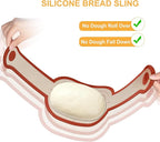 Silicone Bread Sling, 2Pcs Oval Silicone Baking Sling with Longer Handles, Non-Stick & Easy Clean Dutch Oven Baking Mat to Transfer SourDough Easily, Reusable Bread Mat Set （2PCS Red Oval）