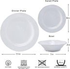 LEHAHA Basic White Melamine Dinnerware Sets, 18 Piece melamine dishes set, Service for 6, Plates and Bowls Sets Great for Indoor and Outdoor Use, Dishwasher safe…