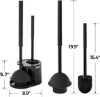 FORASTO 2Pack 2 in 1 Toilet Brush and Plunger Set, Extended Handle Plunger,Toilet Bowl Brush Plunger Set,Bathroom Cleaning Tools,Toilet Brush Plunger Combo,Cleaning Supplies，Bright Black(19.9inch)