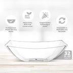Posh Setting - Clear Plastic Serving Bowls for Party (32oz - 4 Pack) Square, Disposable, Salad & Fruit Bowls for Party Table, Candy Containers for Candy Buffet