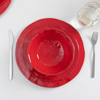 LEHAHA Red Melamine Dinnerware Sets, 18-Piece Melamine Dishes Set, Lightweight and Chip Resistant, Durable Plates and Bowls Set, Safe for Daily Use, Dishwasher Safe, Service for 6
