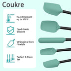 Coukre Silicone Spatula Set of 5,High Temperature Resistant, Food Grade Silicone, Dishwasher Safe, for Baking, Cooking (Aqua Green)