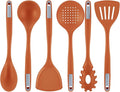 Restaurantware Silicone Utensil Set Pack of 1 Non-Slip Handle 6-Piece Kitchen Tool Set, Heat-Resistant Dishwasher-Friendly Cooking Accessories, Durable Orange Cooking Utensils