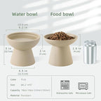 CEEFU 2 Elevated Cat Bowls Extra Wide for Food & Water – Whisker Fatigue, Ceramic Wide Shallow Food Dish, Lead & Cadmium Free, Raised Height for Cats, Pottery Clay (Not Glazed)
