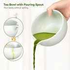 Matcha Whisk Set, 10-Pcs Matcha Kit, Bamboo Whisk and Bowl with Spout & Measuring Spoon & Cup, Japanese Macha Tea Making Tools Gift, Grey