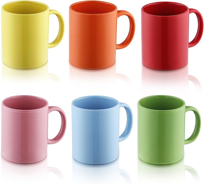Evanda Coffee Mugs Set of 6 Pieces 12oz, Ceramic Cups with Handle for Latte, Hot Tea, Cappuccino, Mocha, Cocoa, Milk, Dishwasher Safe, Mutil Colors