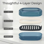 AIMAIAIMAI Shampoo Bar Holder Travel Case for Two Bars – Compatible with Kitsch Solid Shampoo & Conditioner Bars, Large Soap Container for Bathroom or Travel (Blue Style A-Large)