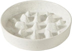 Havniva Ceramic 1.6 Cup Dog Bowl Slow Feeder for Fast Eaters, 8.2inch Slow Pet Food Dish for Medium and Large Dog, Stop Bloat, Preventing Choking(Single Bowl, Vanilla White)
