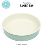 Martha Stewart Gallen 8 Inch Round Nonstick Carbon Steel Cake and Bake Pan - Teal Durable Bakeware for Cakes, Pies & Desserts