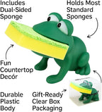 Animal Shape Novelty Kitchen Sponge Holder and Sponge Choice of Frog or Duck (Green Frog)