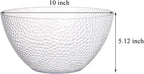 Suwimut 4 Pack Clear Plastic Serving Bowls, 135 OZ Large Round Plastic Bowls, 10 Inch Disposable Reusable Salad Mixing Bowl Buffet Containers for Catering, Party, Salad, Fruit, Chips, Popcorn, Snack