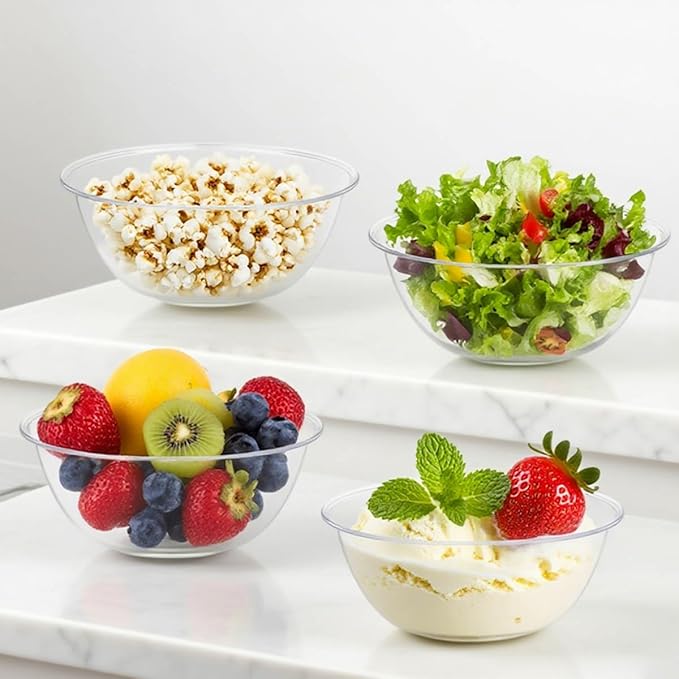 MOACOCK 100 Pack Small Clear Plastic Bowls, 8oz Hard Disposable Salad Bowls, Disposable Bowl for Party Serving, Ice Creams, Desserts, Catering, Special Events