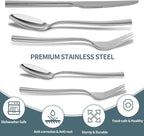 Silverware Set for 8, Briout 40 Piece Flatware Cutlery Set Stainless Steel Luxury Square Tableware Thick Knife Fork Spoon for Home Kitchen Restaurant Wedding, Mirror Polished, Dishwasher Safe