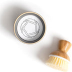 Full Circle Bubble Up Bamboo Dish Brush – Family Safe, Formaldehyde-Free – Ergonomic Palm Scrubber with Handle for Kitchen Cleaning, Dish Scrub Brush for Nonstick, Cast Iron & Sink, White