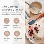 Starpack 'Flip & Whip' Premium Silicone Baking Utensils Set (5 Pcs) - 10" Blue Cooking Utensils with Large and Small Spatulas, Whisk and Basting Brush - Heat Resistant to 600°F - Baking Tool Set