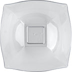 Restaurantware Moderna 8 Ounce Fancy Square Disposable Bowls - Durable Heavy-Duty Clear Plastic for Warm and Cold Foods (Pack of 3)