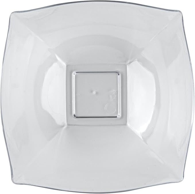 Restaurantware Moderna 8 Ounce Fancy Square Disposable Bowls - Durable Heavy-Duty Clear Plastic for Warm and Cold Foods (Pack of 3)