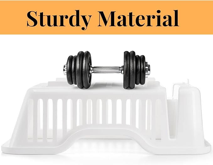 Noamus 2-Piece Plastic Dish Drying Rack, Heavy Duty Sink Set Dish Rack, White Large Drainer with Attached Drainboard Utensil Cup Holders for Home Kitchen Counter Top Organizers