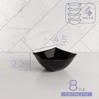 PLASTICPRO Disposable Square Serving Bowls, Party Snack or Salad Bowl, Plastic Black Pack of 4, 8 OUNCE, Black