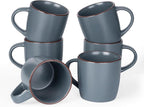 famiware Mercury Coffee Mugs 13 oz, Coffee Mugs Set of 6 with Handle, Cups for Latte, Hot Tea, Cappuccino, Mocha, Cocoa, Charcoal