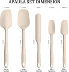 Coukre Silicone Spatula Set of 5,High Temperature Resistant, Food Grade Silicone, Dishwasher Safe, for Baking, Cooking (Pure Beige)