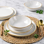 AmorArc Ceramic Dinnerware Sets,Handmade Reactive Glaze Stoneware Plates and Bowls Sets,Highly Scratch Resistant | Dishwasher & Microwave Safe Dishes Set,Service for 4 (12pc)