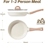 UESLUCK 8 Inch Creamic Non Stick Frying Pan With Lid- Small Creamic Skillet With lid, Egg Pan Non Stick With Cool-Touch Handle, PFAS & PTFE Free, Compatible with All Stovetops