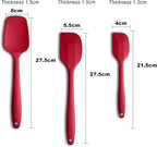Silicone Spatula 3‑Piece Set Heat Resistant 600°F Non‑Stick Rubber Spatulas with Stainless Steel Core ALLWIN HOUSEWARE Large Spatula, Spoonula & Mini Spatula for Cooking & Baking, Wine Red