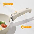 Pots and Pans Set Non Stick, Ceramic Cookware Set Nonstick Frying Pans 5 Pcs-Non Toxic PFAS/PFOA/PTFE Free, with Detachable Handle for RV Kitchen, Induction & Dishwasher Safe Cream White