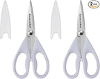 KitchenAid All Purpose Kitchen Shears with Protective Sheath Durable Stainless Steel Scissors,Dishwasher Safe,Soft Grip Comfort Handle,8.72 Inch,Lavendar Cream,(Pack of 2)