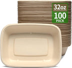 bloomoon 100 Pack 32 oz Large Paper Bowls, Chipo-tle Style Disposable Bowls for Nacho Burrito Taco Salads, Seafood Boil Crawfish Serving Bowls,100 BOWLS ONLY