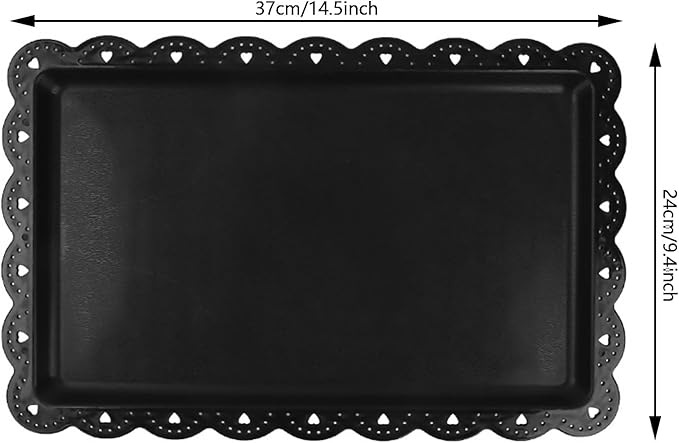 Set of 6 Plastic Serving Trays Food Tray - 14" x 9" Rectangle Serving Platter for Halloween Party Cafeteria Kitchen Restaurant, Small Flat Trays for Dessert Fruit Cookie Snack (6, Black)