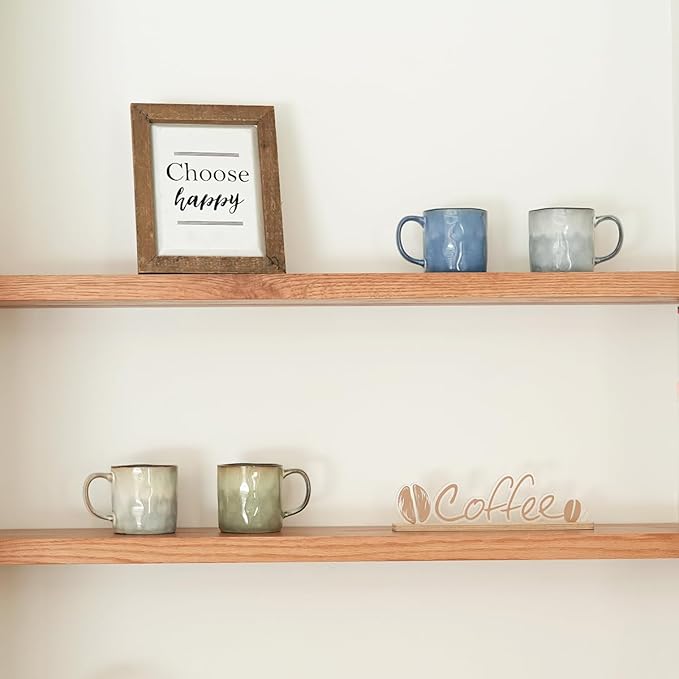 Bosmarlin Ceramic Coffee Mug Set of 4, 14 Oz, Coffee Cups with Big Handle, Microwave Safe, Unique Reactive Glaze (Multicolor, 14 Oz)