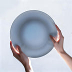 KINGSTONE 12-Piece Bone China Dinnerware Set for 4, Lightweight Porcelain Round Plates and Bowls Set, Durable Scratch Resistant Ceramic Dinner Set, Microwave & Dishwasher Safe, Misty Blue