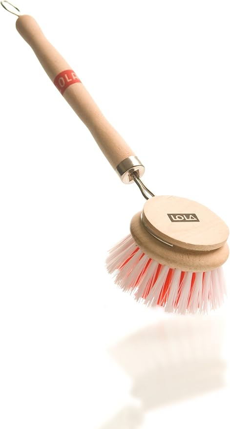 LOLA -The Original - Dishwashing & Vegetable Brush, 6 Pack, Hardwood w/Poly Fiber Bristles, Reusable, Sustainable, Has EZ-Grip Handle