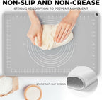 Silicone Baking Mat 28" x 20", Extra Thick Dough Rolling Mat with Measurements and Edge Heightening, Non-stick Food Grade Silicone Pastry Mat for for Pastry, Bread, Cookies, Pizza, Fondant, Pasta