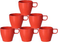 10 oz Coffee Cups Eco-Friendly, Shatter-Resistant Mug with Hanging Ears | Thickened Porcelain-Like Material | Suitable for Both Commercial and Home use(6-pack)(Red)