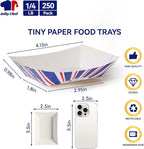 JOLLY CHEF 250 Pack 1/4 Lb Paper Food Trays, Mini Disposable Food Boat for Gameday, Small Paper Food Serving Boats for Snack Dessert Taco Nacho
