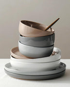 Famiware Milkyway Stoneware Dinnerware Sets with Mugs, Service for 4 (16pcs), Plates and Bowls Sets, Scratch Resistant, Microwave and Dishwasher Safe Dishes Set, Multi-color