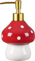 RQYIXI 17 Oz Mushroom Ceramic Soap Dispenser with ABS Pump,Refillable Liquid Bathroom soap Dispenser for Lotion,Body Wash,Cute Kitchen Soap Dispenser for Dish Soap,Hand Soap
