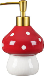 RQYIXI 17 Oz Mushroom Ceramic Soap Dispenser with ABS Pump,Refillable Liquid Bathroom soap Dispenser for Lotion,Body Wash,Cute Kitchen Soap Dispenser for Dish Soap,Hand Soap