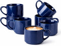 GBhome 14 OZ Coffee Mugs Set of 6, Stackable Ceramic Mugs for Men, Women, Modern Coffee Cups for Latte,Cappuccino,Hot Cocoa. Dishwasher & Microwave Safe, Navy Blue
