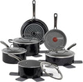 T-fal Preserve Ceramic, Non stick Cookware Set 13-Piece, Oven & Broiler Safe up to 350°F, Includes Stockpot, Saucepans, Frying Pans, Protectors, Pots and Pans, Black